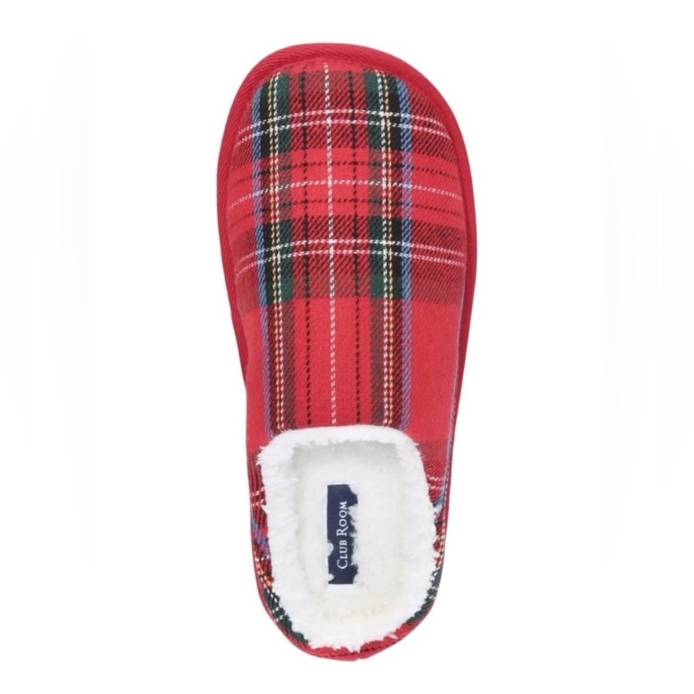 Club Room Red Plaid Men's Slippers - Picture 2 of 6